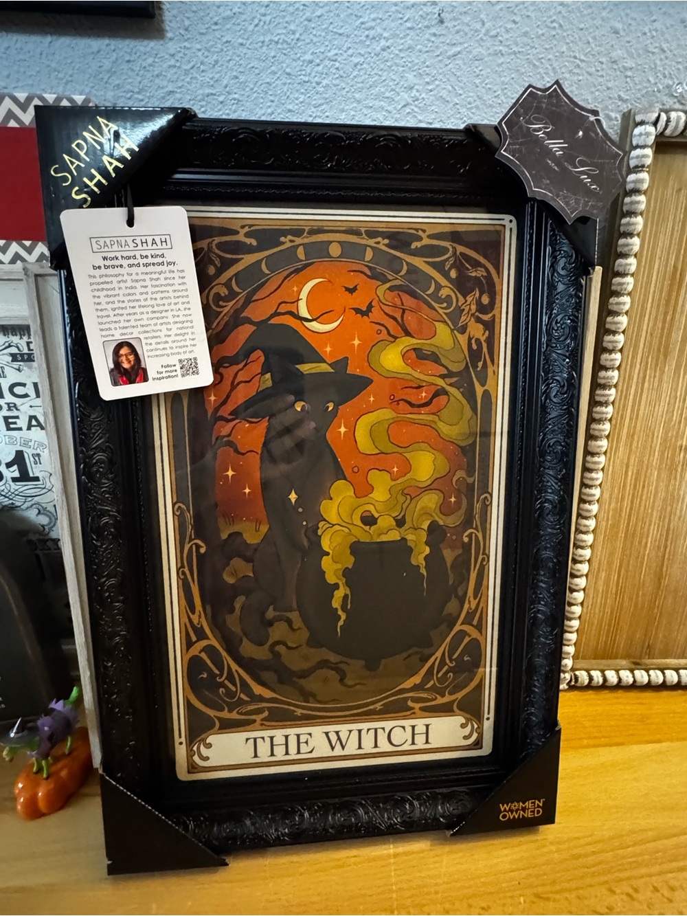 Sapna Shah Tarot Card The Witch Black Cat Wall Hanging Picture